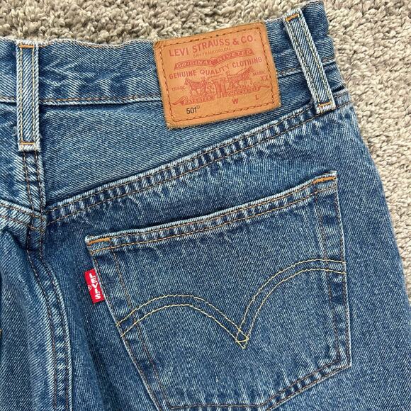 Levi's High Rise Button Fly Jeans in Deep Blue - Picture 4 of 10